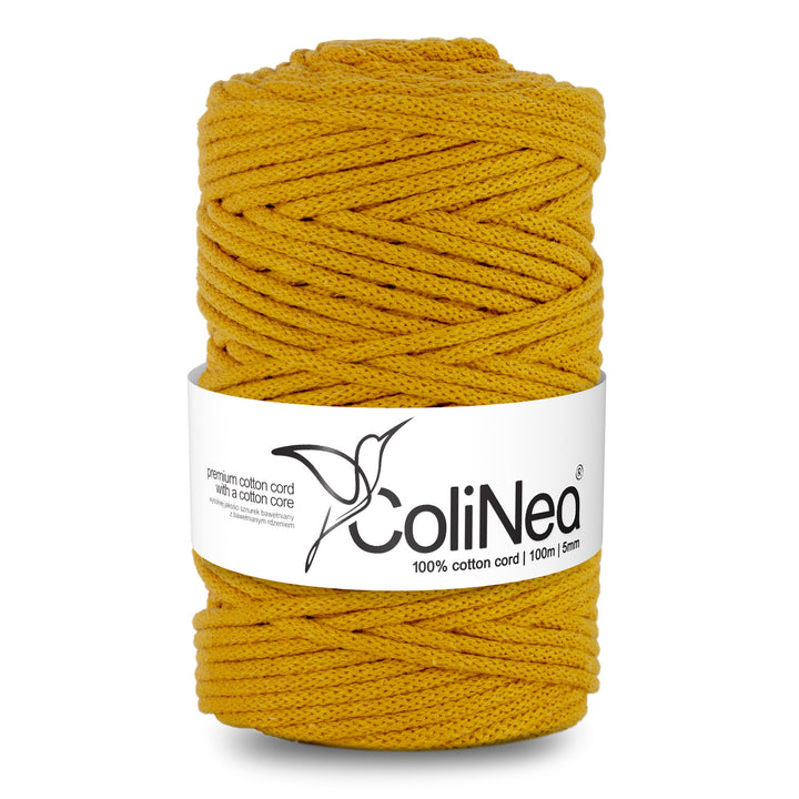 ColiNea, cordon en coton avec âme en coton, tressé, 5mm, 200m, moutarde