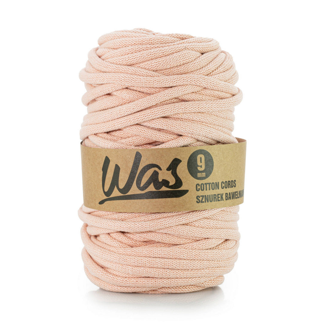 WAS, cordon en coton avec âme en polyester, tressé, 9mm, 50m, saumon