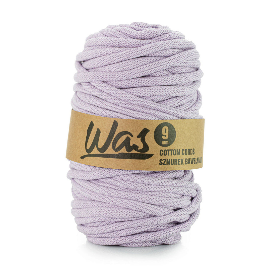 WAS, cordon en coton avec âme en polyester, tressé, 9mm, 50m, lilas