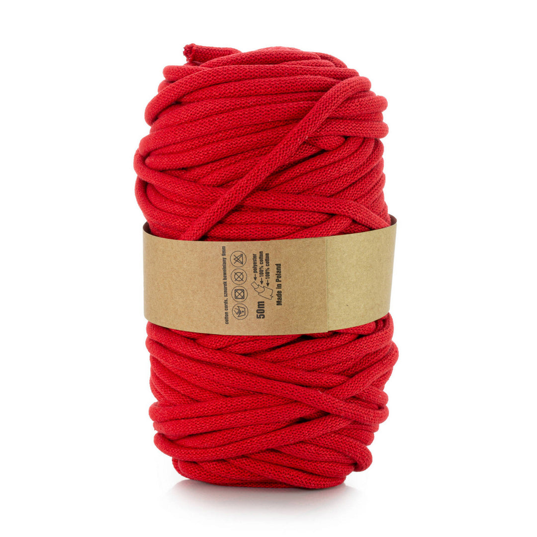 WAS, katoenen koord met polyester kern, gevlochten, 9mm, 50m, rood