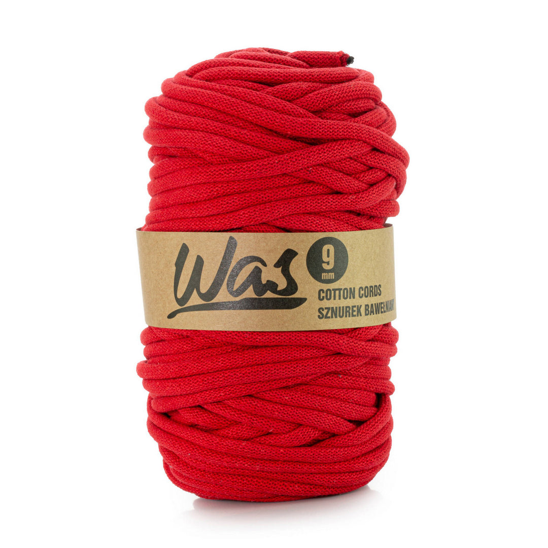 WAS, katoenen koord met polyester kern, gevlochten, 9mm, 50m, rood