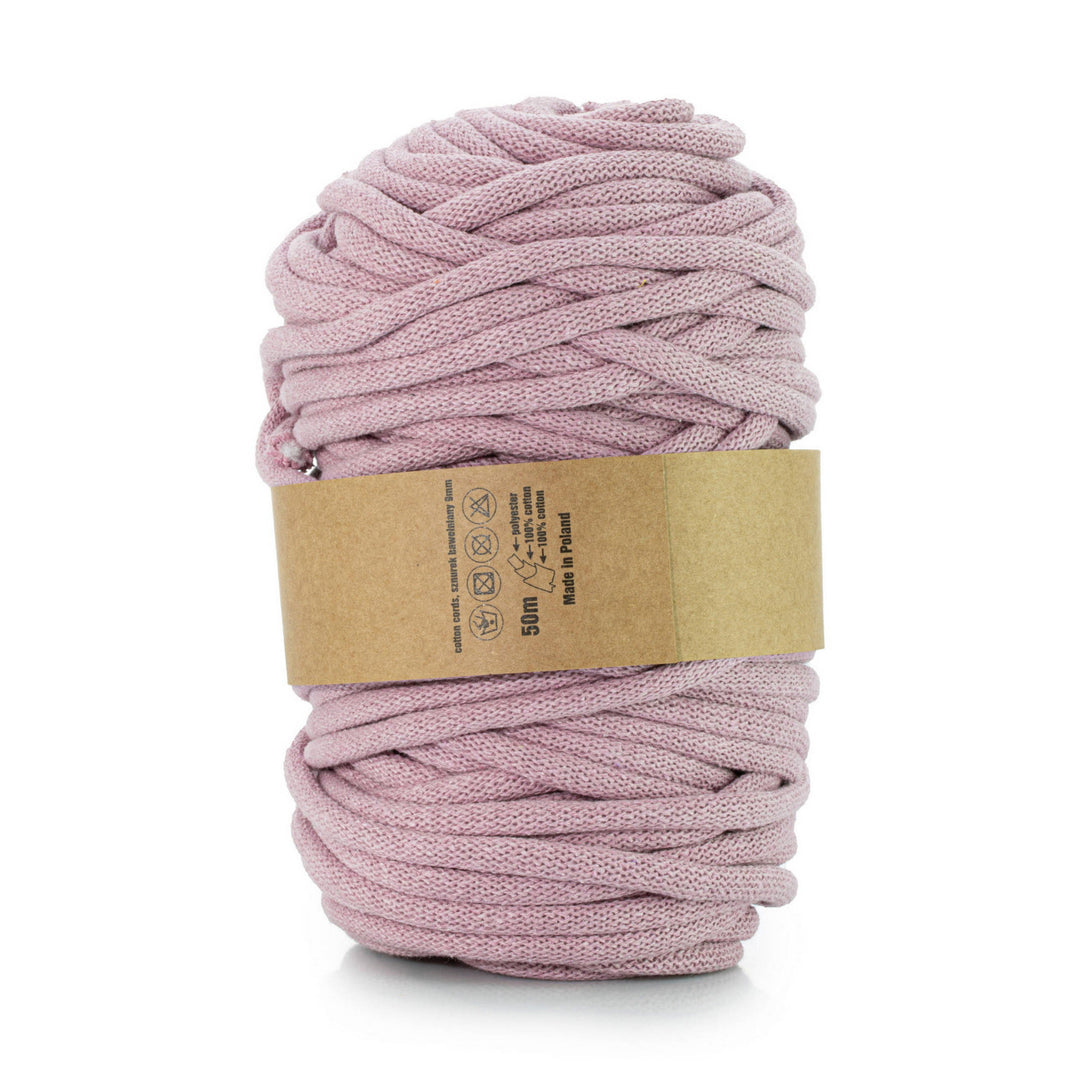 WAS, cordon en coton avec âme en polyester, tressé, 9mm, 50m, rose sale