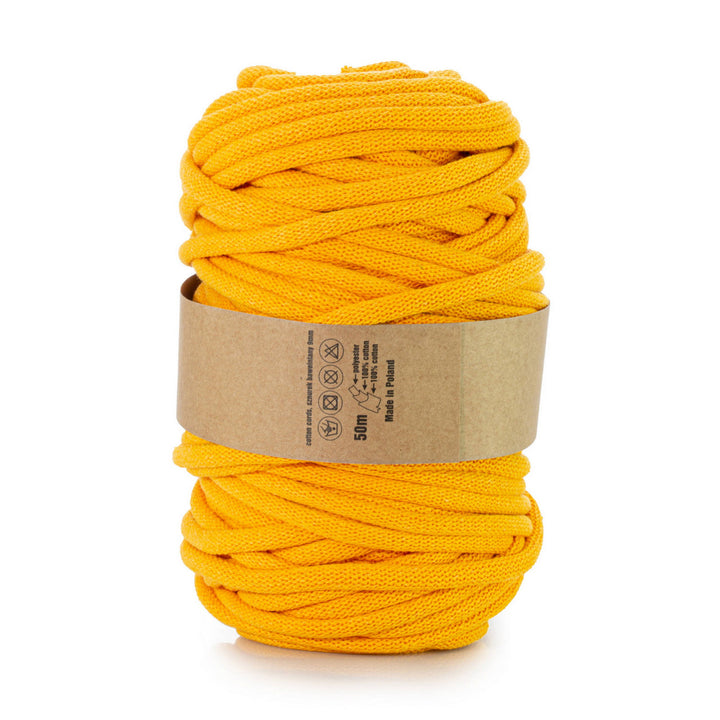 WAS, cordon en coton avec âme en polyester, tressé, 9mm, 50m, jaune foncé