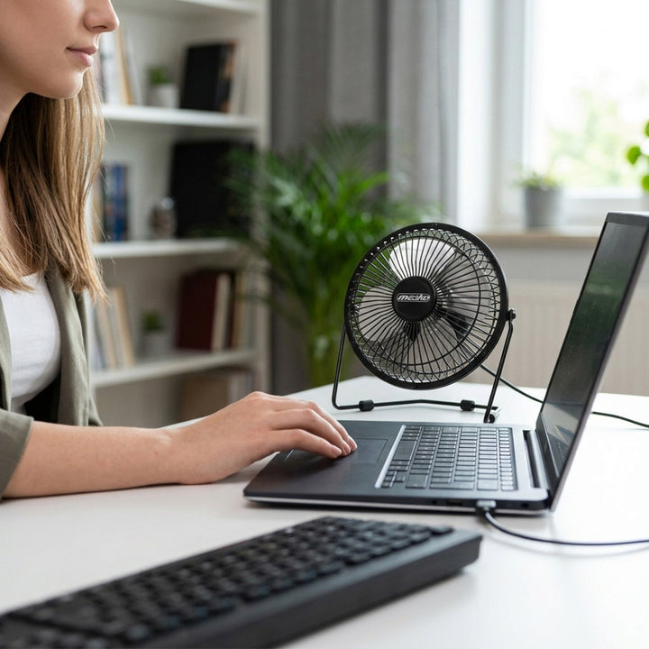 Ventilateur de bureau Mesko, diamètre 15 cm, alimentation USB, oscillation verticale, MS 7322