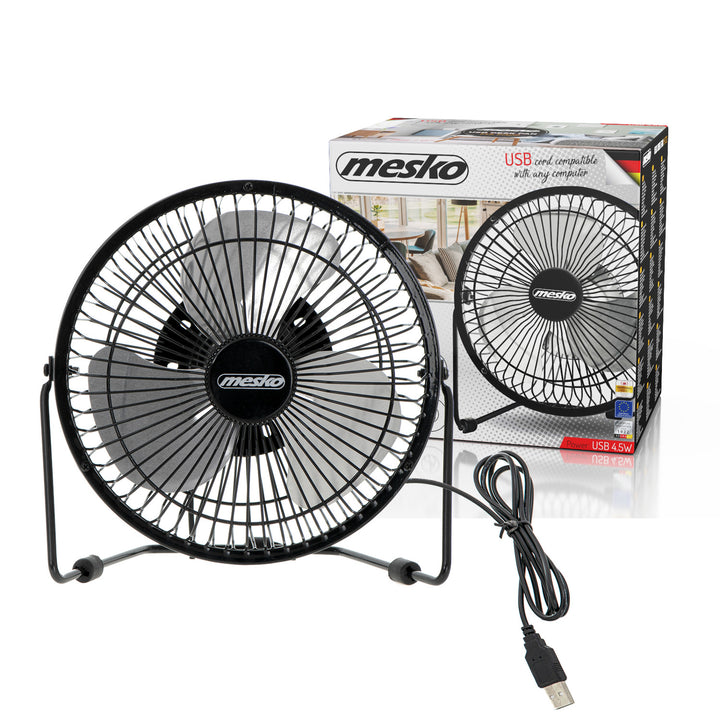 Ventilateur de bureau Mesko, diamètre 15 cm, alimentation USB, oscillation verticale, MS 7322