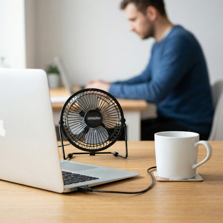 Ventilateur de bureau Mesko, diamètre 15 cm, alimentation USB, oscillation verticale, MS 7322