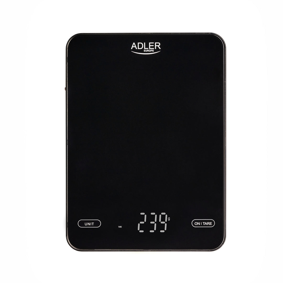 Balance de cuisine, Adler, noire, 10 kg, rechargeable par USB, AD 3177