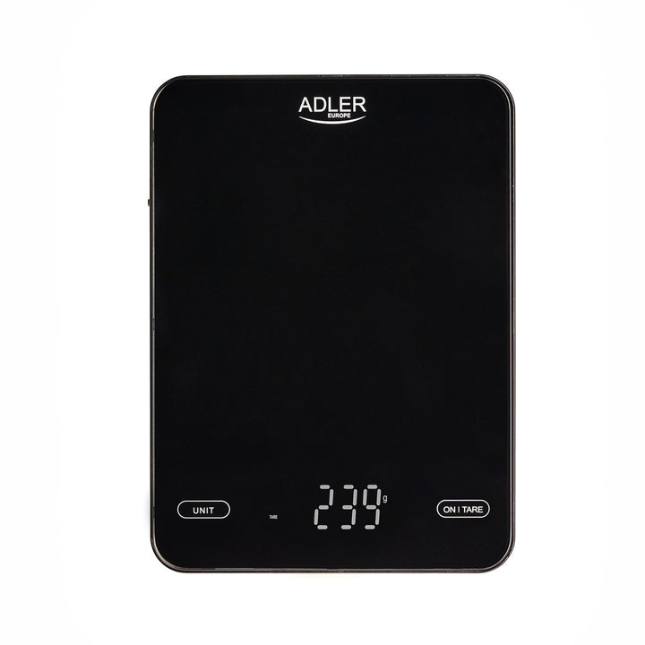 Balance de cuisine, Adler, noire, 10 kg, rechargeable par USB, AD 3177