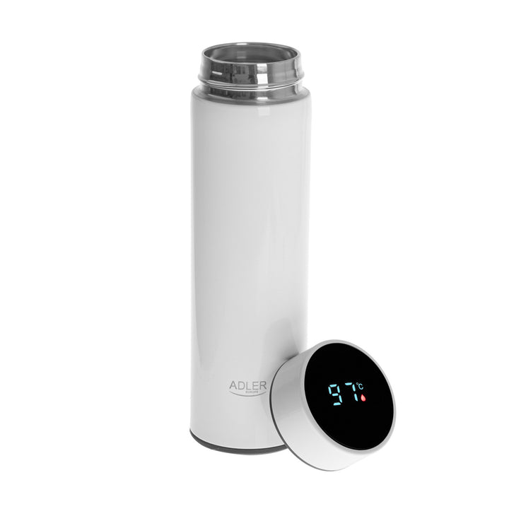 Thermos Adler, écran tactile LED, capacité 473 ml, couleur blanche, AD 4506