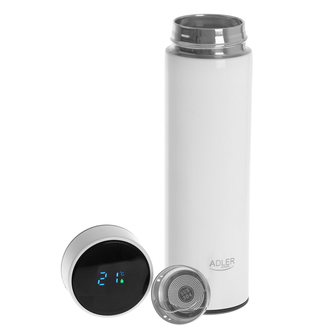 Thermos Adler, écran tactile LED, capacité 473 ml, couleur blanche, AD 4506