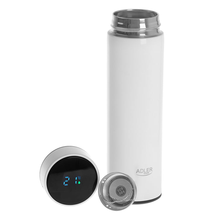 Thermos Adler, écran tactile LED, capacité 473 ml, couleur blanche, AD 4506