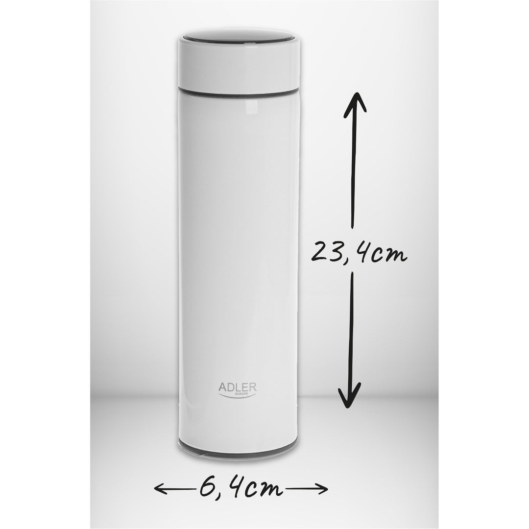 Thermos Adler, écran tactile LED, capacité 473 ml, couleur blanche, AD 4506