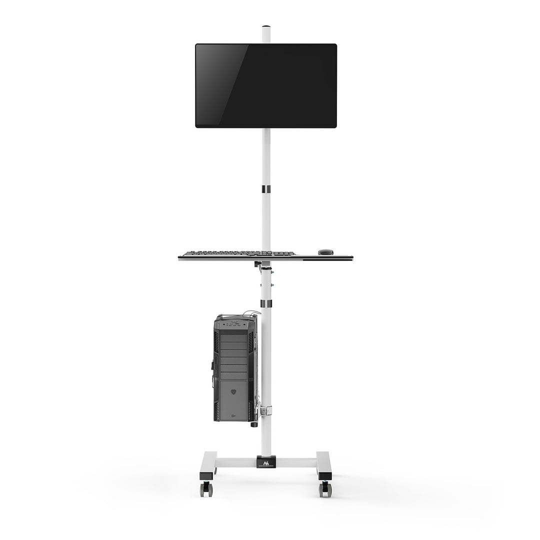 Maclean professionele staande trolley, mobiele computerwerkplek op wielen, max 17"-32", max 20kg, MC-793