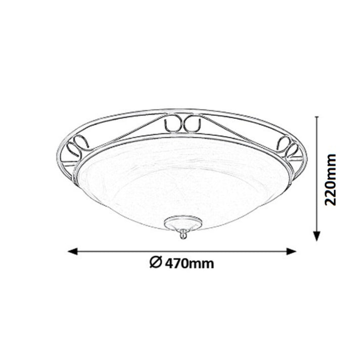 Rabalux Athen Plafondlamp 3xE27, metaal, zwart, elegante plafondlamp in mediterrane stijl