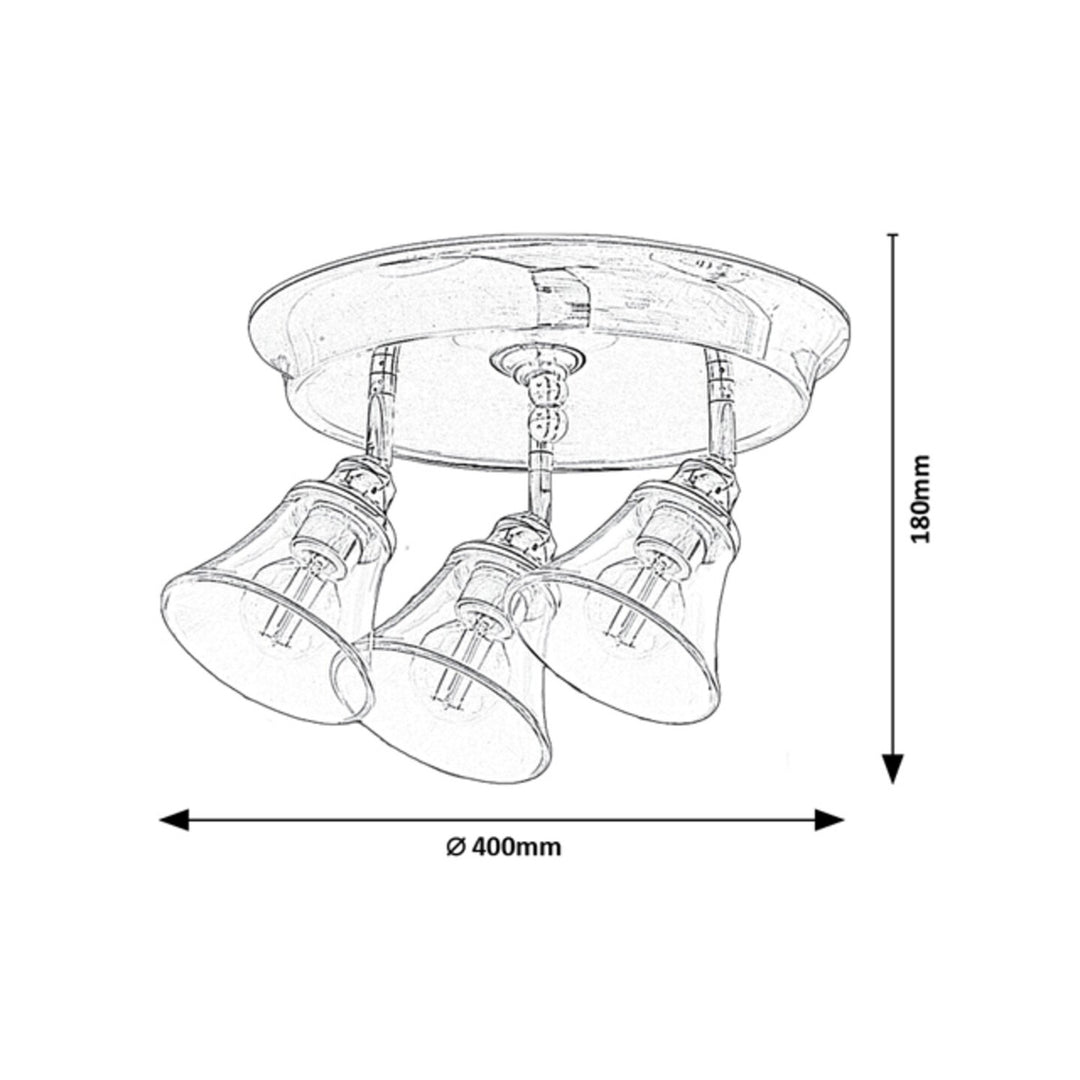 Rabalux plafondlamp, badkamer, IP44, 3 E14 fittingen, max 40W, chroom, Antoine