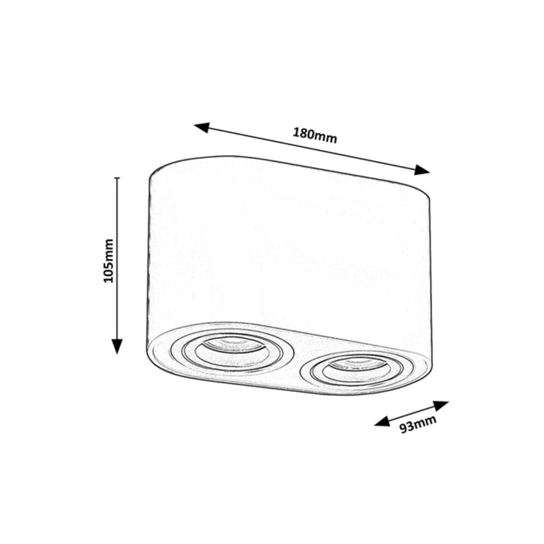 Rabalux plafondlamp, 2x GU10 fitting, max 42W, zwart, Kobald