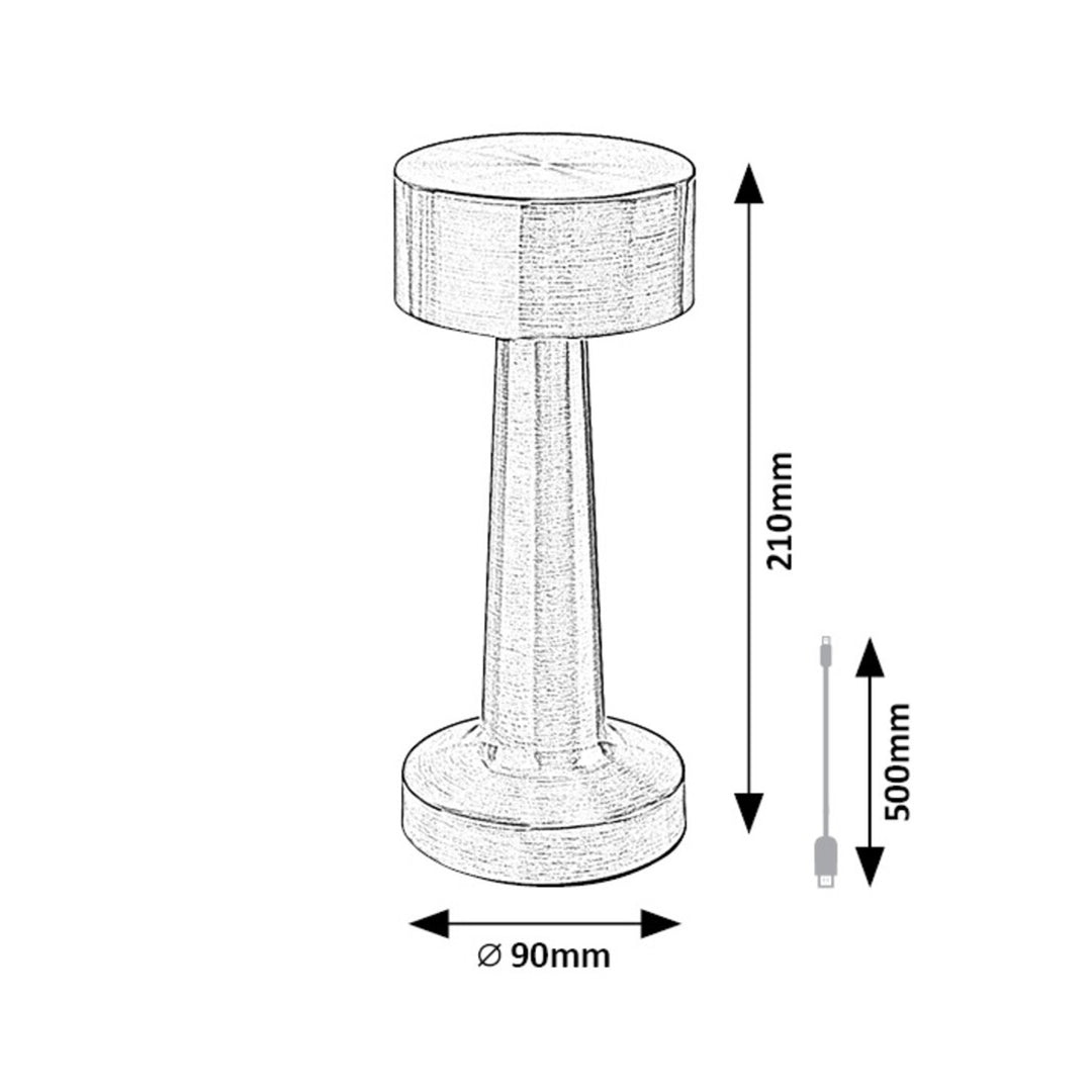 Lampe de table Rabalux, 2,7W LED, 40lm, batterie 1200mAh, Senan