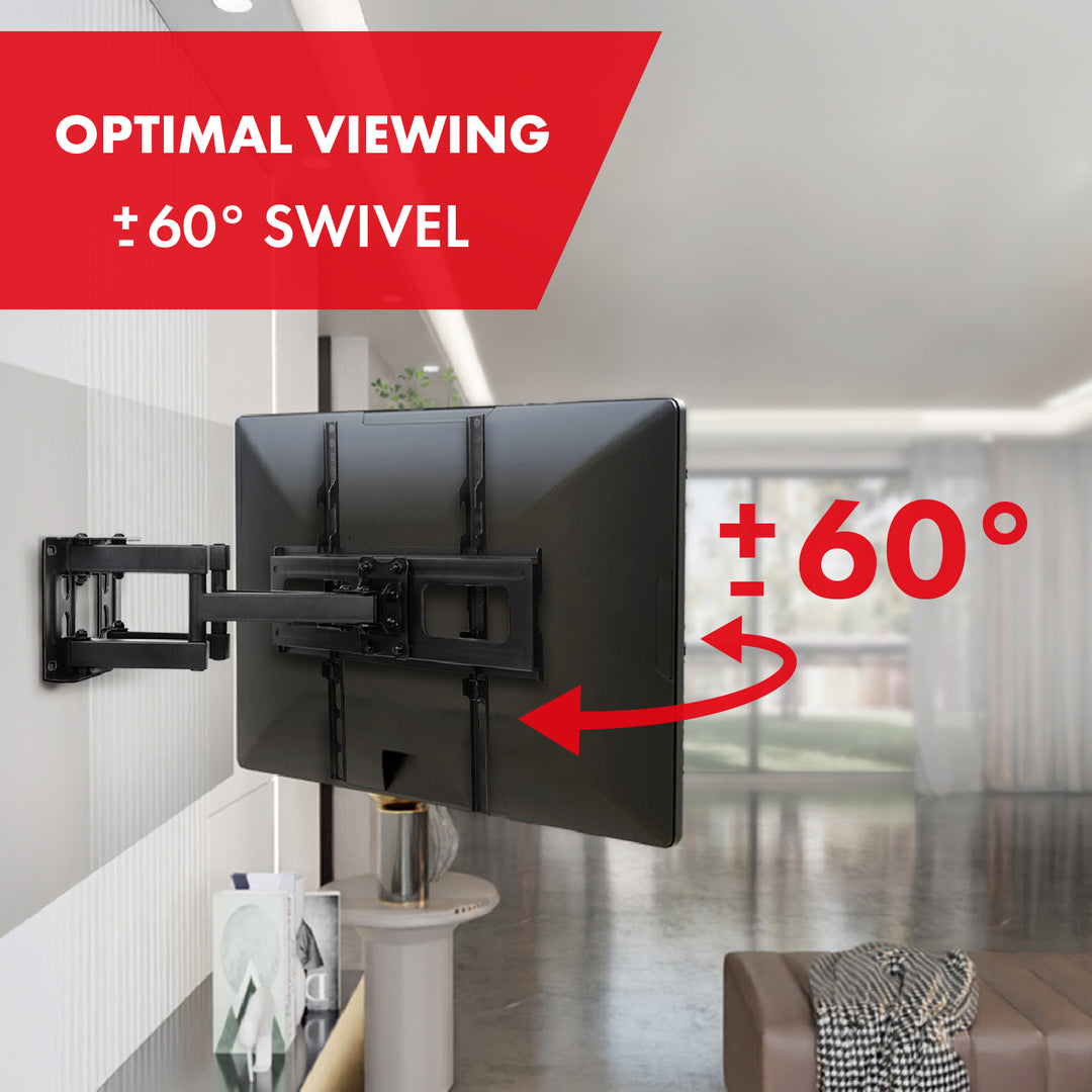 Support TV Maclean, max VESA 400x400, 32-75", 50kg, réglage de l'angle horizontal et vertical, profil 80-380mm, noir, MC-788