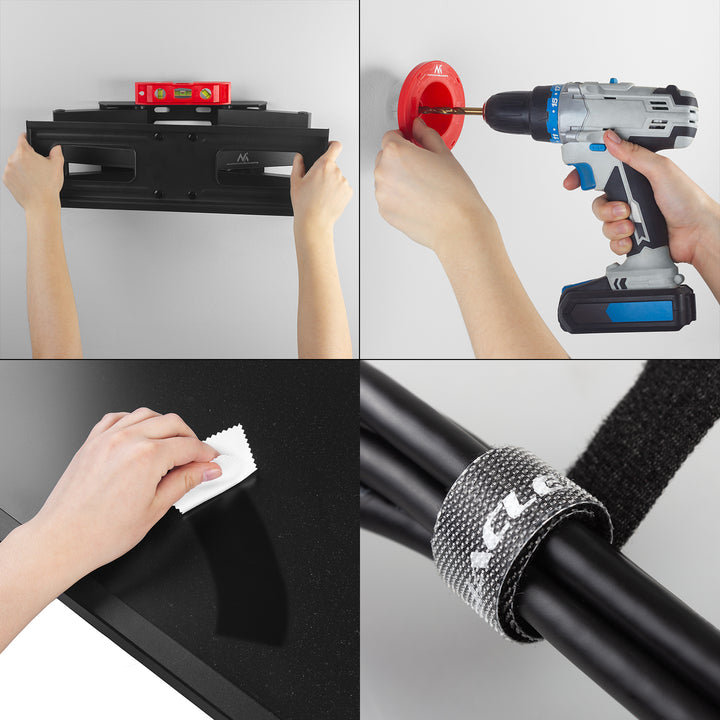 Support TV Maclean, max VESA 400x400, 32-75", 50kg, réglage de l'angle horizontal et vertical, profil 80-380mm, noir, MC-788