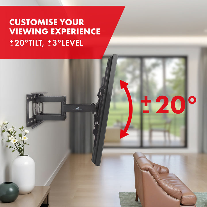 Support TV Maclean, max VESA 600x400, 32-85", 60kg, réglage de l'angle horizontal et vertical, profilé 65-390mm, noir, MC-789