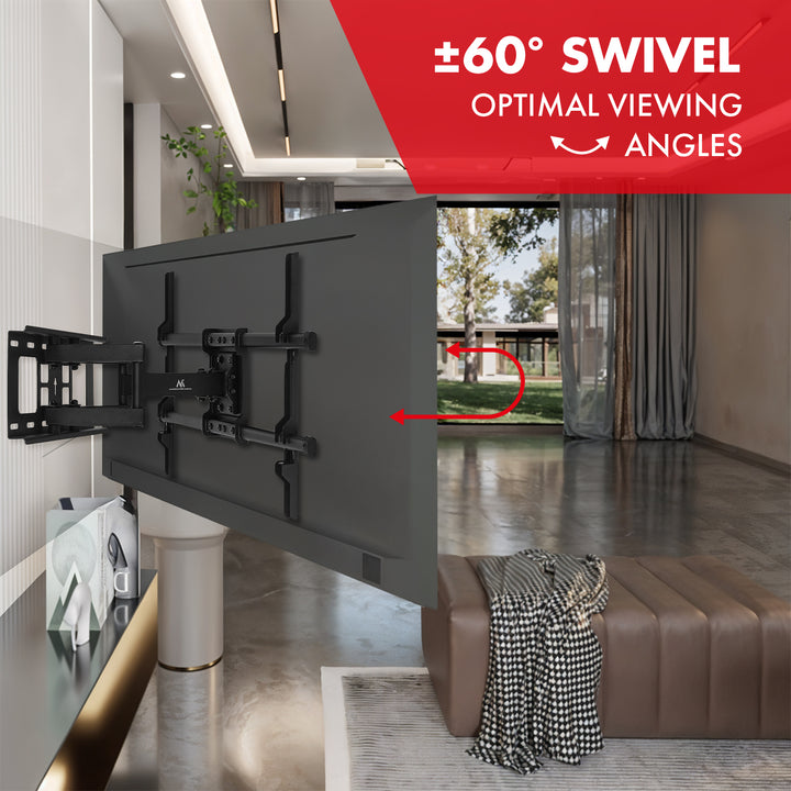 Support TV Maclean, max VESA 600x400, 32-85", 60kg, réglage de l'angle horizontal et vertical, profilé 65-390mm, noir, MC-789