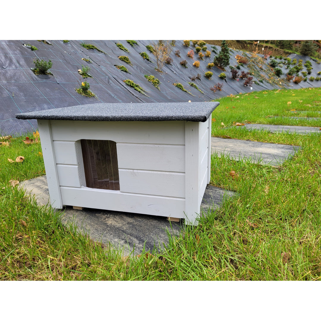 Abri pour chien et chat Woodok, isolé, bois d'épicéa gris clair