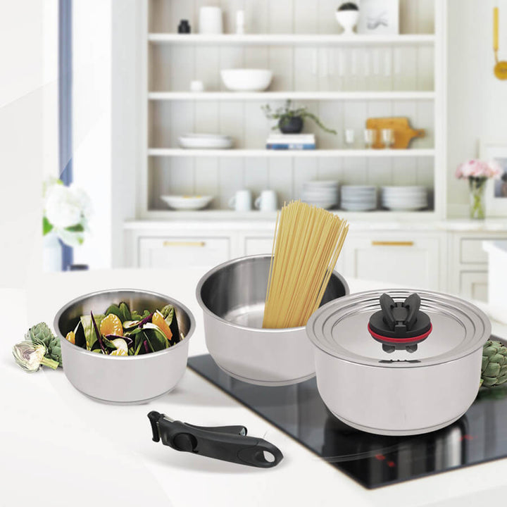 Set de 3 casseroles Maestro, poignée amovible, 1.3 1.9 et 2.7 l, MR-3531-5