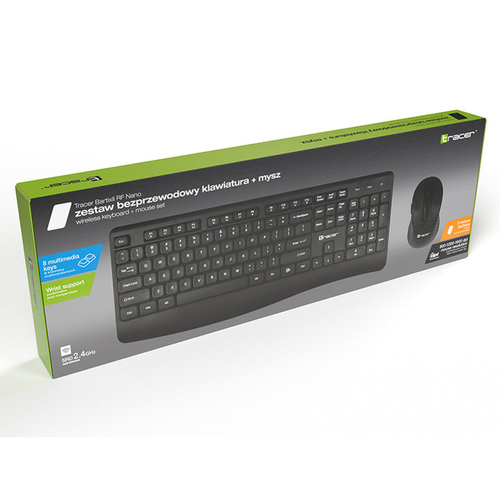 Ensemble clavier + souris Tracer, sans fil, capteur optique, clavier à membrane, BARTIX II RF NANO