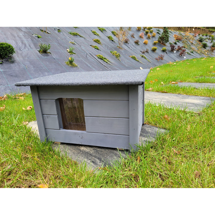 Abri pour chiens et chats Woodok, isolé, gris épicéa
