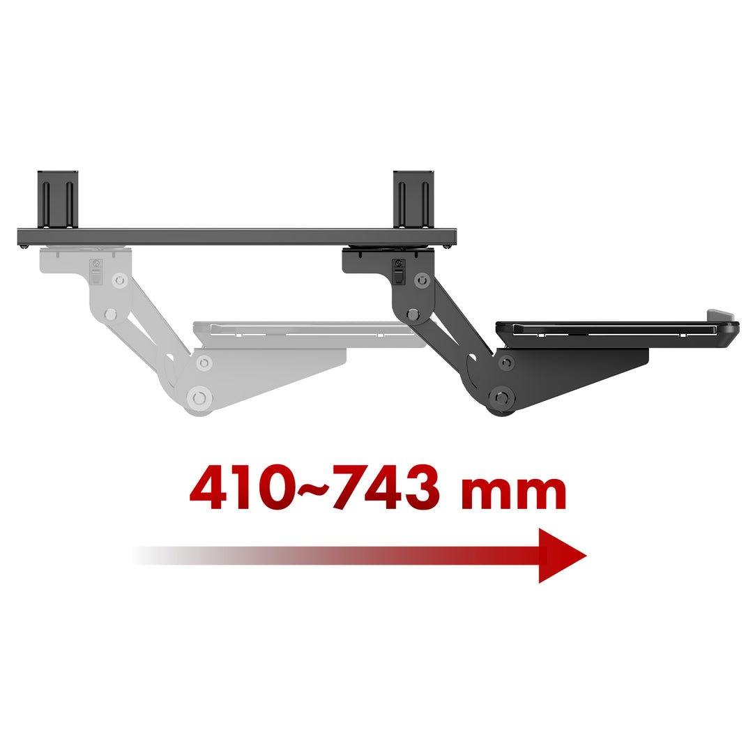 Porte-clavier Maclean sous le bureau, réglable, max. 5kg, noir, MC-156 B