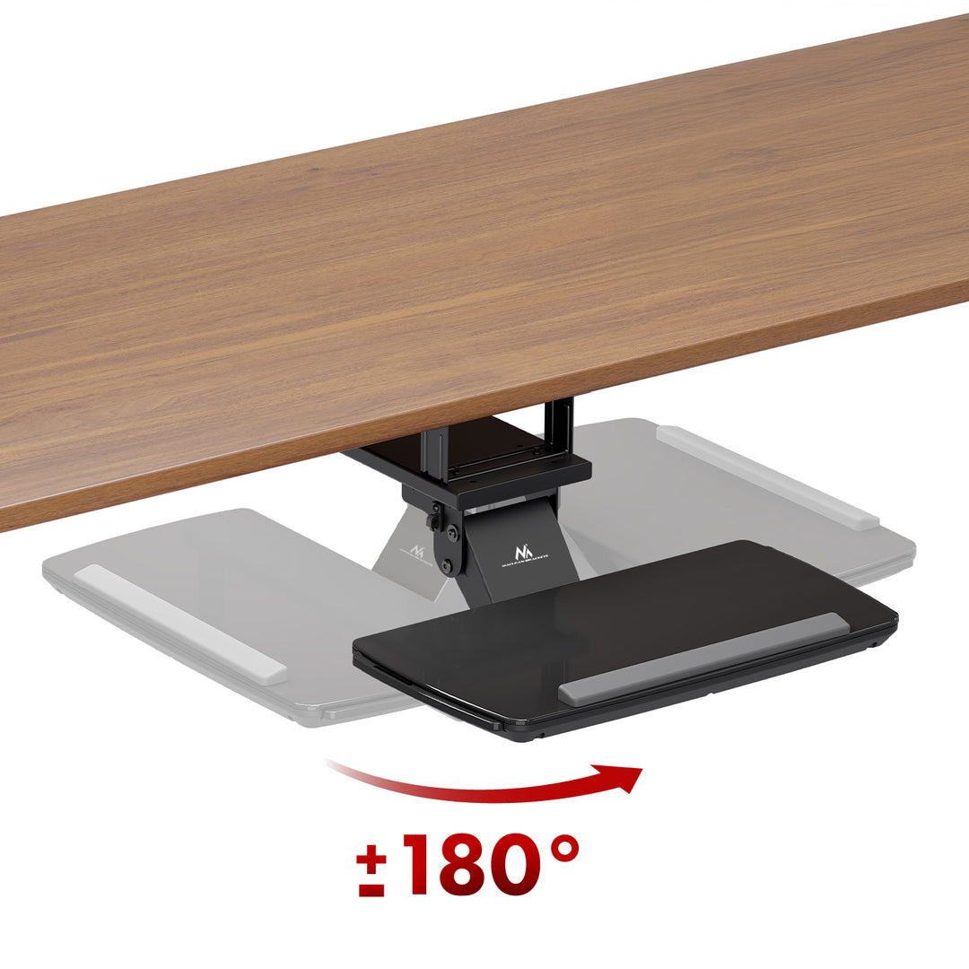 Porte-clavier Maclean sous le bureau, réglable, max. 5kg, noir, MC-156 B