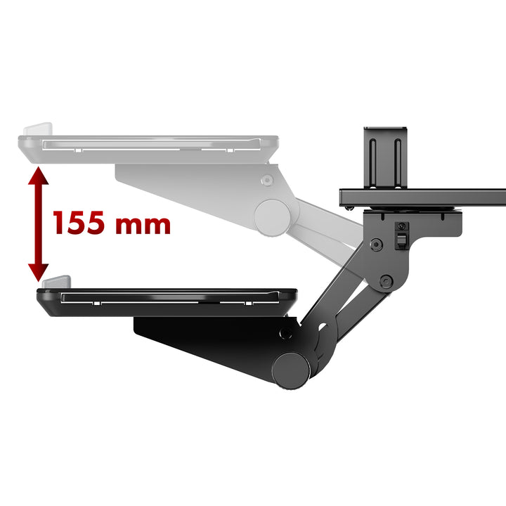Porte-clavier Maclean sous le bureau, réglable, max. 5kg, noir, MC-156 B