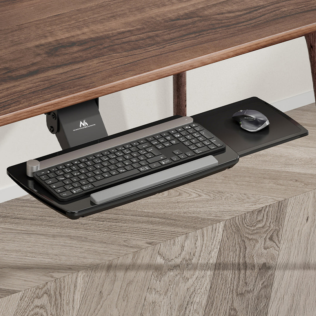 Porte-clavier Maclean sous le bureau, réglable, max. 5kg, noir, MC-156 B