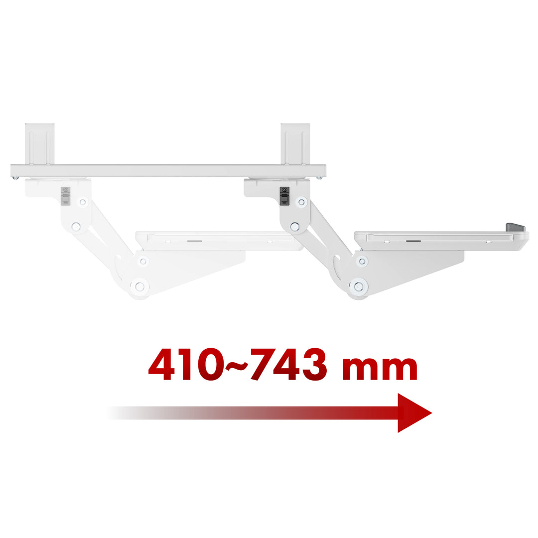 Porte-clavier Maclean sous le bureau, réglable, max. 5kg, blanc, MC-156 W