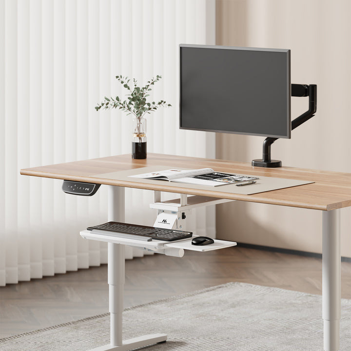 Porte-clavier Maclean sous le bureau, réglable, max. 5kg, blanc, MC-156 W