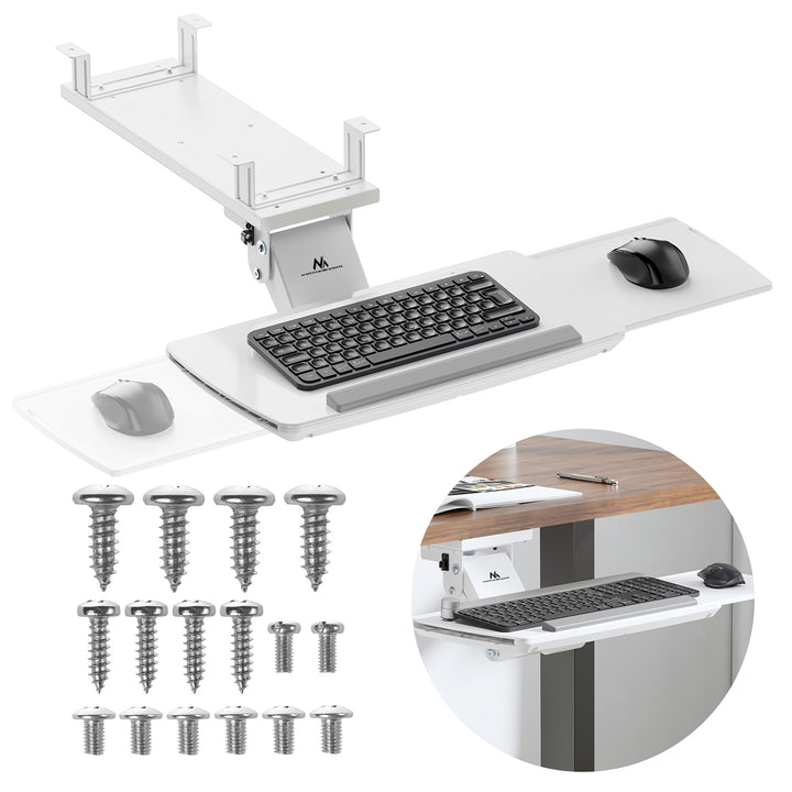 Porte-clavier Maclean sous le bureau, réglable, max. 5kg, blanc, MC-156 W