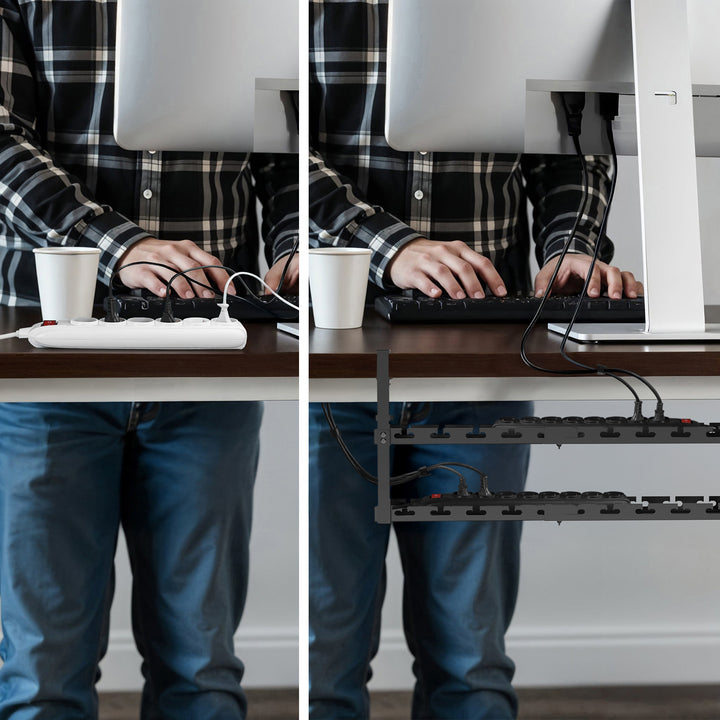 Organisateur de câbles Maclean sous le bureau, charge max. 5kg, max. 728mm, 2 niveaux, noir, MC-102 B
