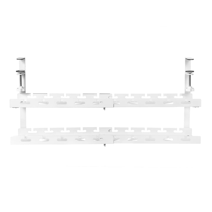 Range-câbles Maclean sous le bureau, charge max. 5kg, max. 728mm, 2 niveaux, blanc, MC-102 W