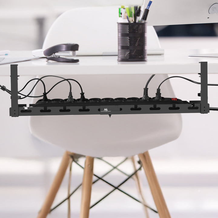 Range-câbles Maclean sous le bureau, charge max. 5kg, max. 728mm, noir, MC-103 B