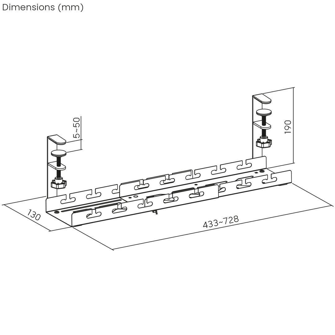Range-câbles Maclean sous le bureau, charge max. 5kg, max. 728mm, blanc, MC-103 W