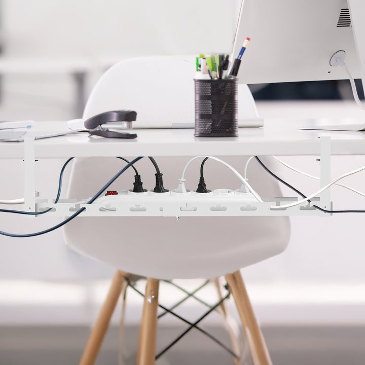 Range-câbles Maclean sous le bureau, charge max. 5kg, max. 728mm, blanc, MC-103 W