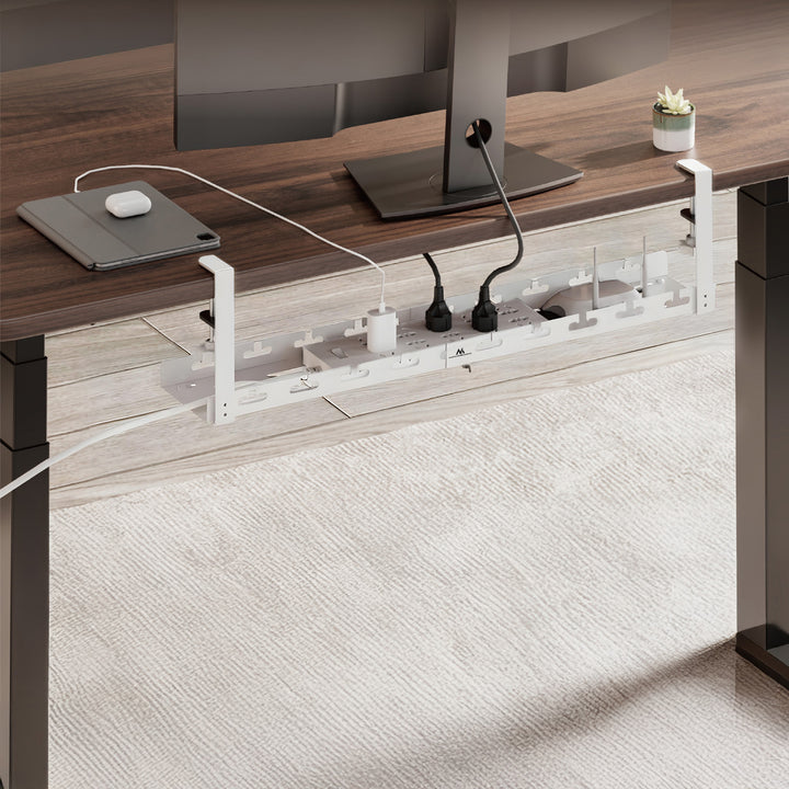 Range-câbles Maclean sous le bureau, charge max. 5kg, max. 728mm, blanc, MC-103 W