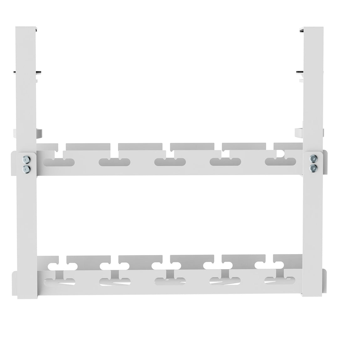 Range-câbles Maclean sous le bureau, charge max. 5kg, 2 niveaux, blanc, MC-104 W