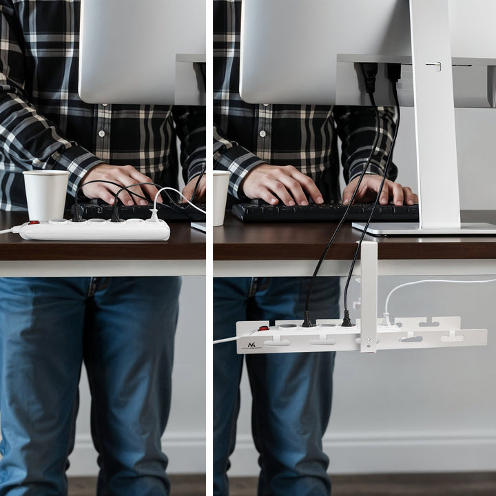 Range-câbles Maclean sous le bureau, charge max. 5kg, blanc, MC-105 W