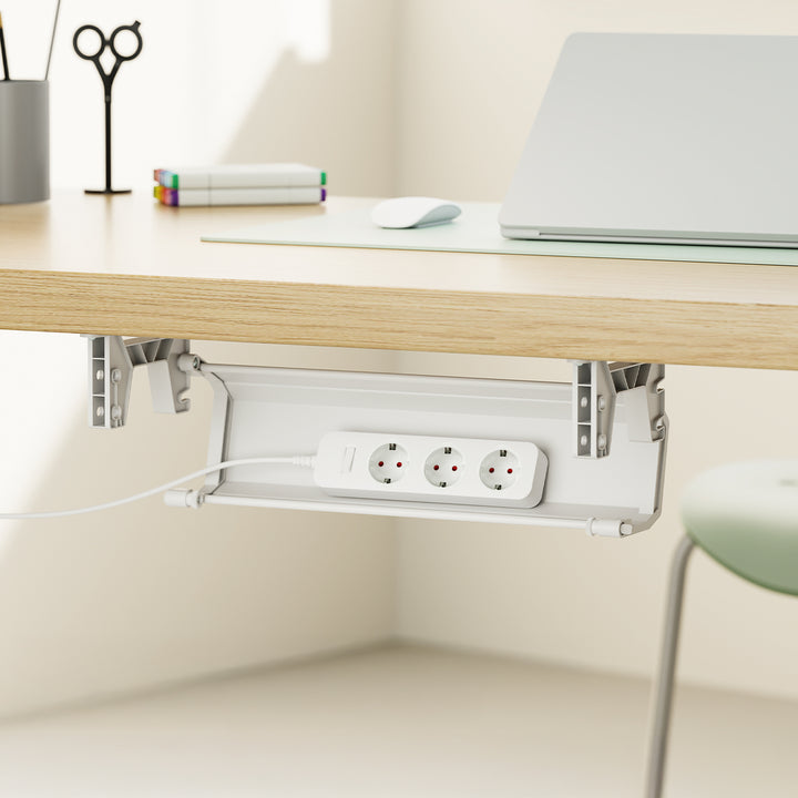 Organisateur de câbles/rallonges Maclean sous le bureau, charge max. 5kg, blanc, MC-106 W