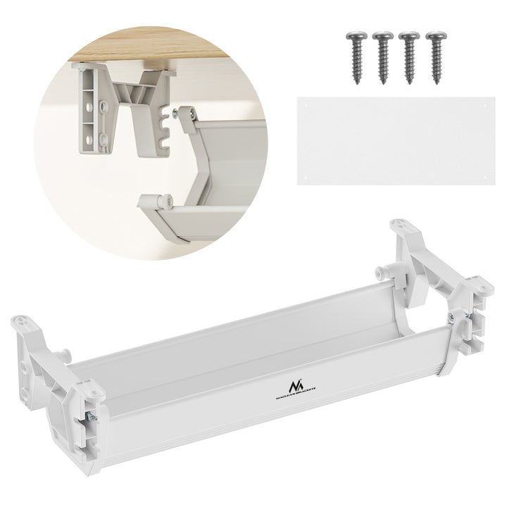 Organisateur de câbles/rallonges Maclean sous le bureau, charge max. 5kg, blanc, MC-106 W