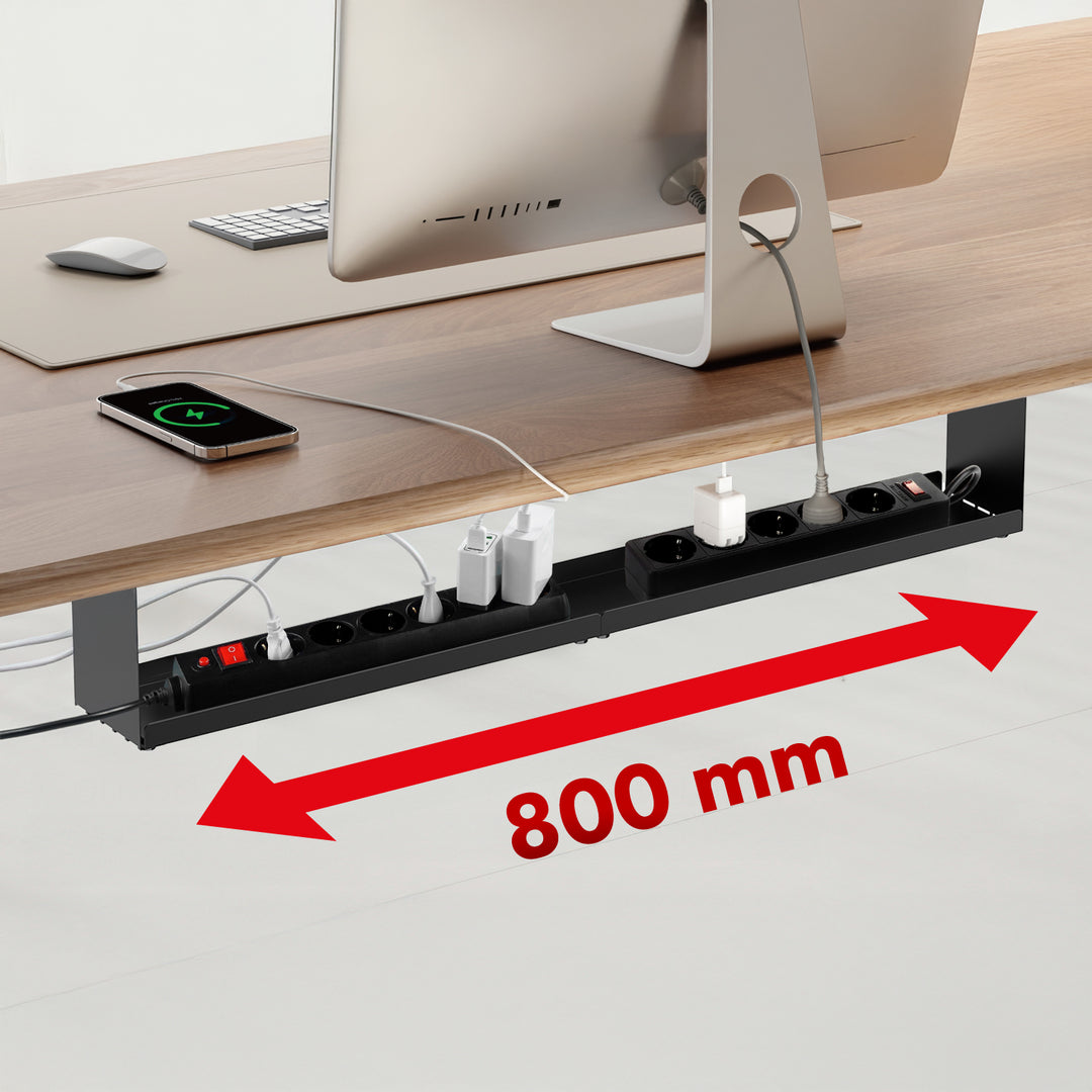 Range-câbles compact Maclean sous le bureau, charge max. 5kg, noir, MC-107 B