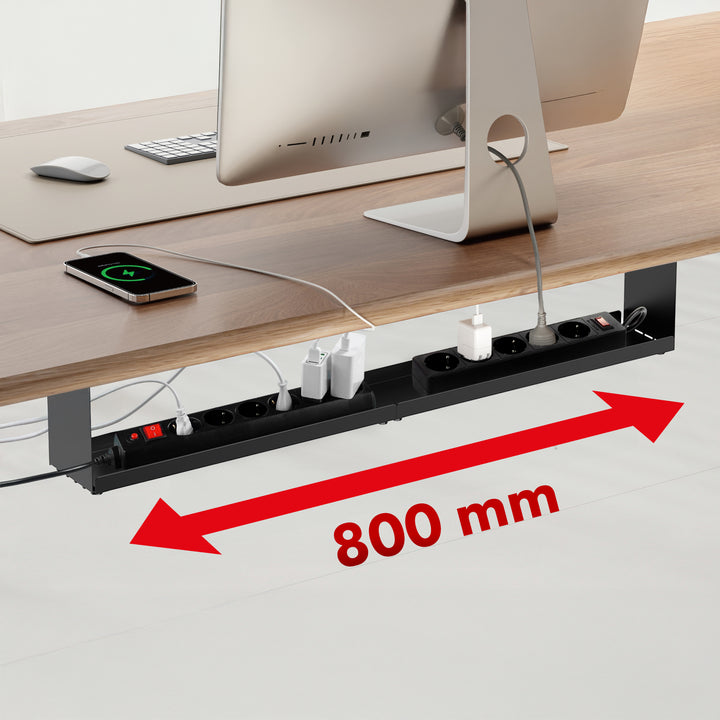 Range-câbles compact Maclean sous le bureau, charge max. 5kg, noir, MC-107 B