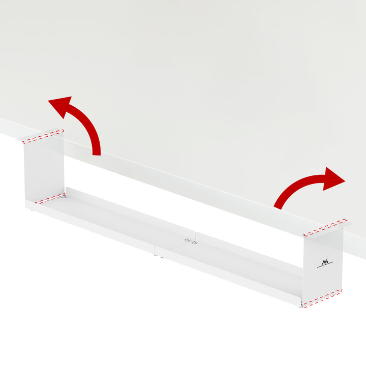 Range-câbles compact Maclean sous le bureau, charge max. 5kg, blanc, MC-107 W