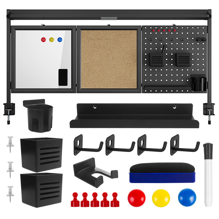 Séparateur de bureau / organisateur Ergo Office, charge max. 10kg, blanc et tableau en liège, largeur 1250mm, noir,ER-300 B